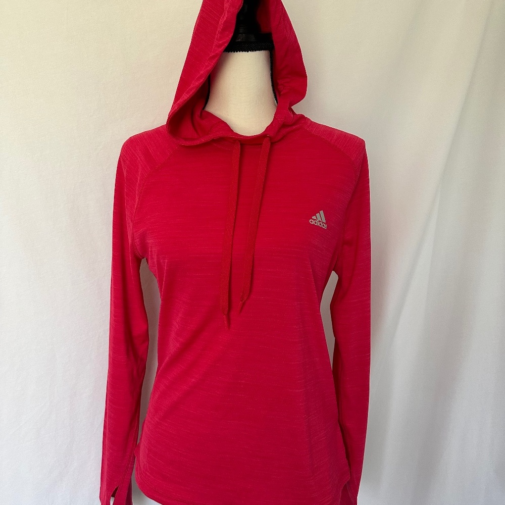 Adidas Hooded Long-Sleeve Pullover Sport Shirt w/Thumb Holes Medium